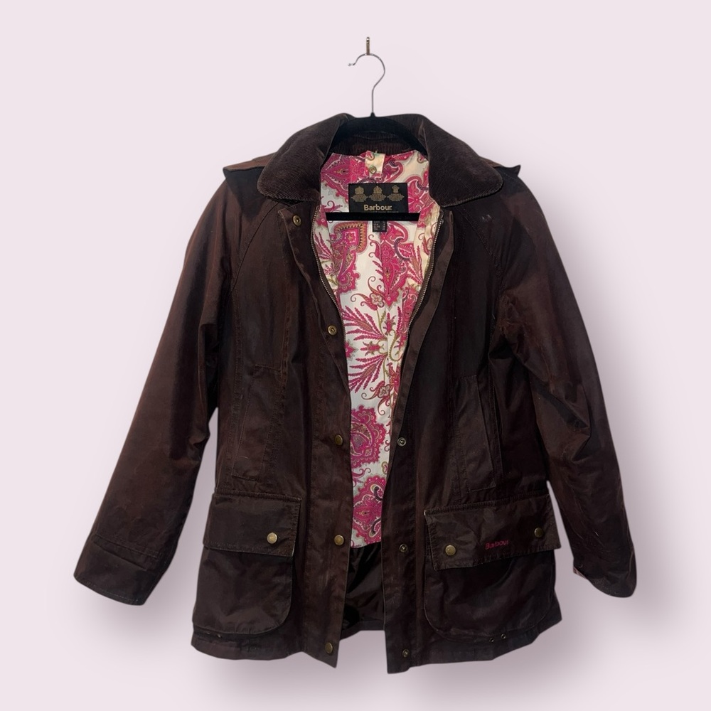 Barbour Beadnell Women's Dark Brown Utility Jacket with detachable waxed hood